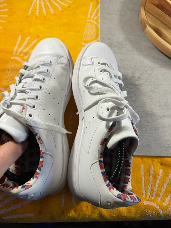 adidas White Leather Low-Top Sneakers with Multicolor Trim - Picture 6 of 7